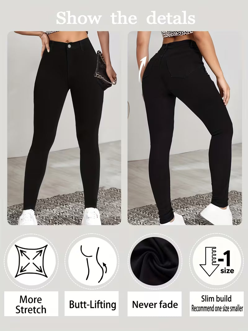 Women's High-Waisted Slim Fit Mock Jeans