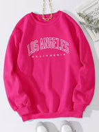 Women's Preppy Los Angeles Print Crew Neck Sweatshirt