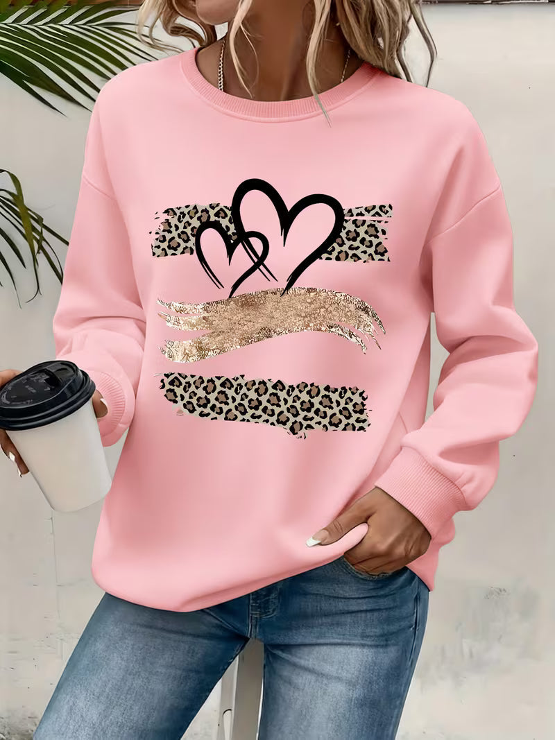 Women's Casual Crew Neck Graphic Print Sweatshirt