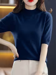 Women's Elegant Half-Neck Short Sleeve Base Shirt