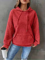 Women's Waffle Color-Block Hooded Sweatshirt