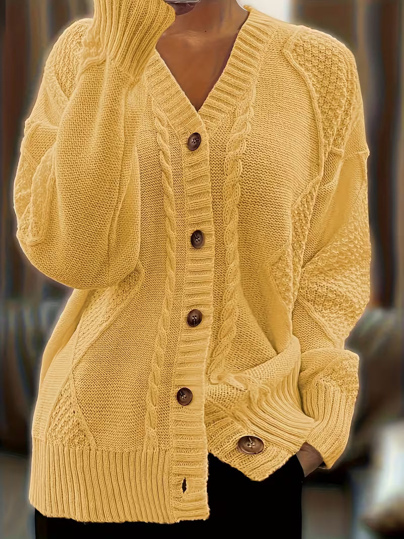 Women's Plus Size Drop Twist Cable Cardigan