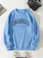 Women's Preppy Los Angeles Print Crew Neck Sweatshirt