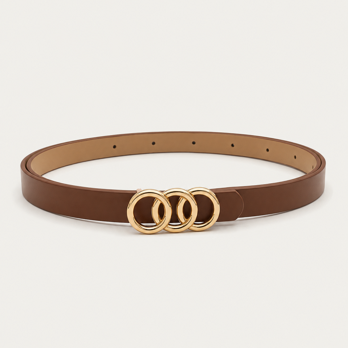 Women's 3-Pack Skinny PU Belts, 3-Ring Buckle