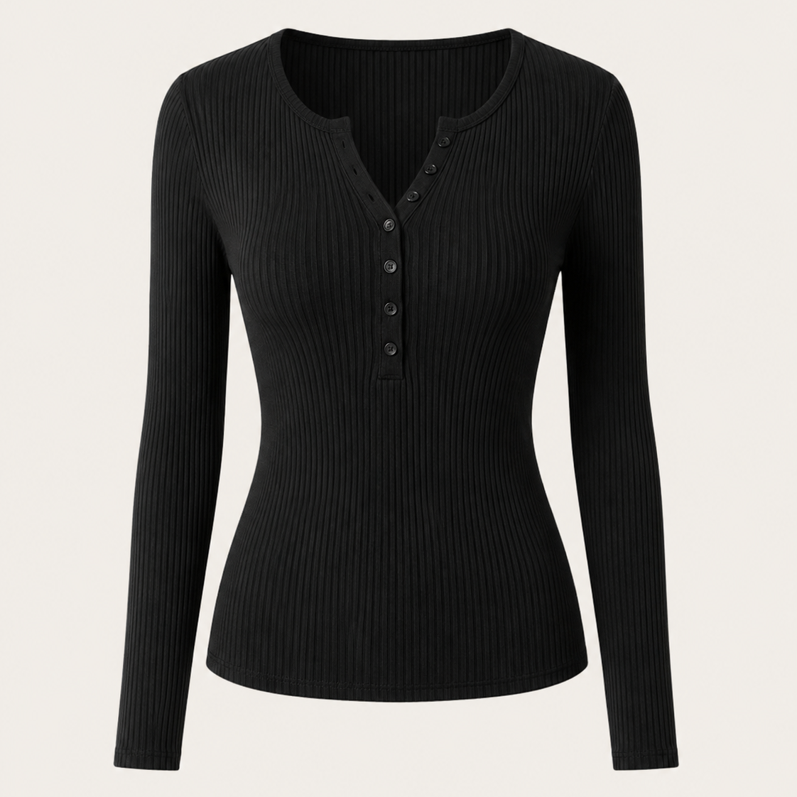 Women's Henley Collar Half-Button Striped Sweater