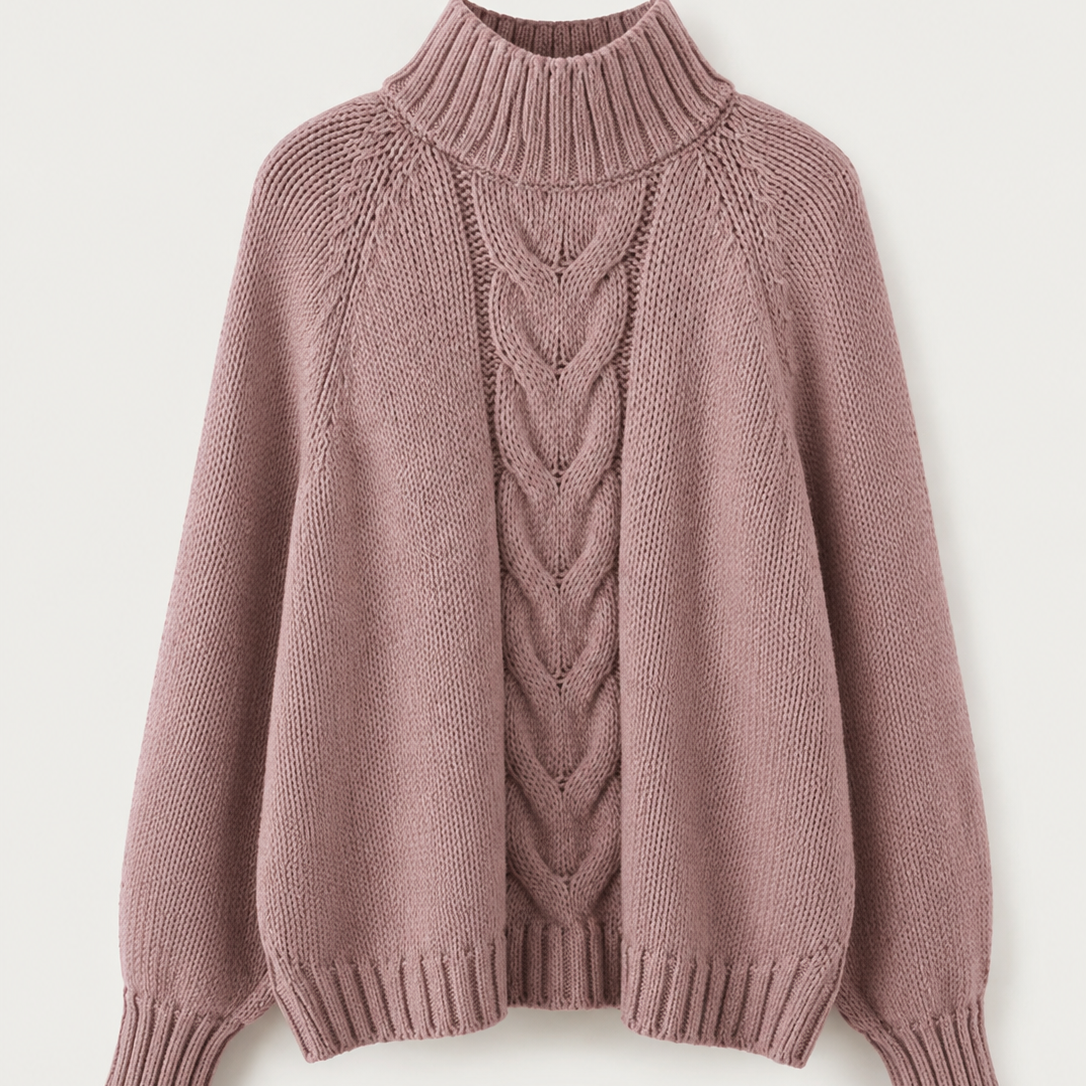 Women's Vintage High-Neck Ribbed Pullover Sweater