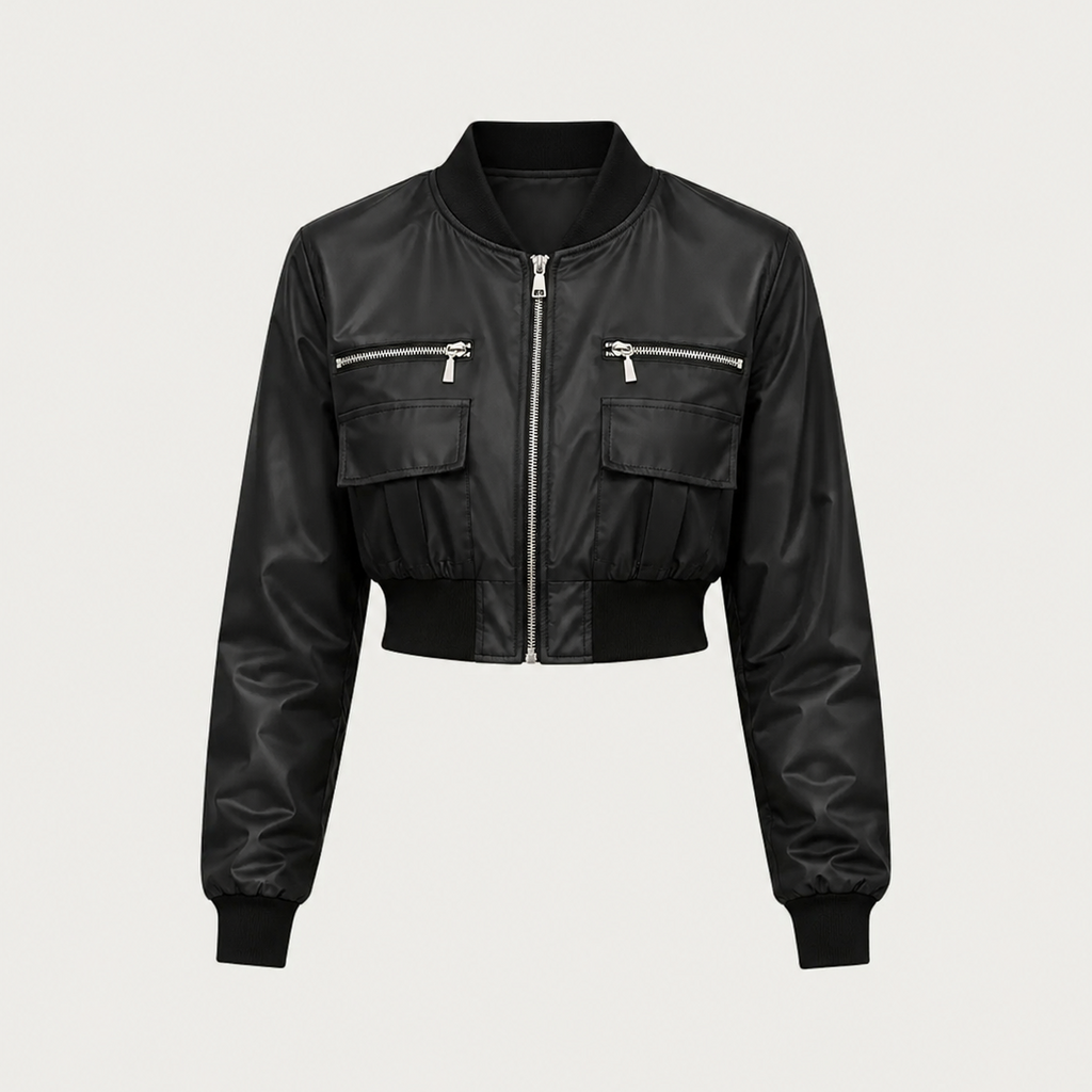 Women's Stylish Zipper Short Jacket