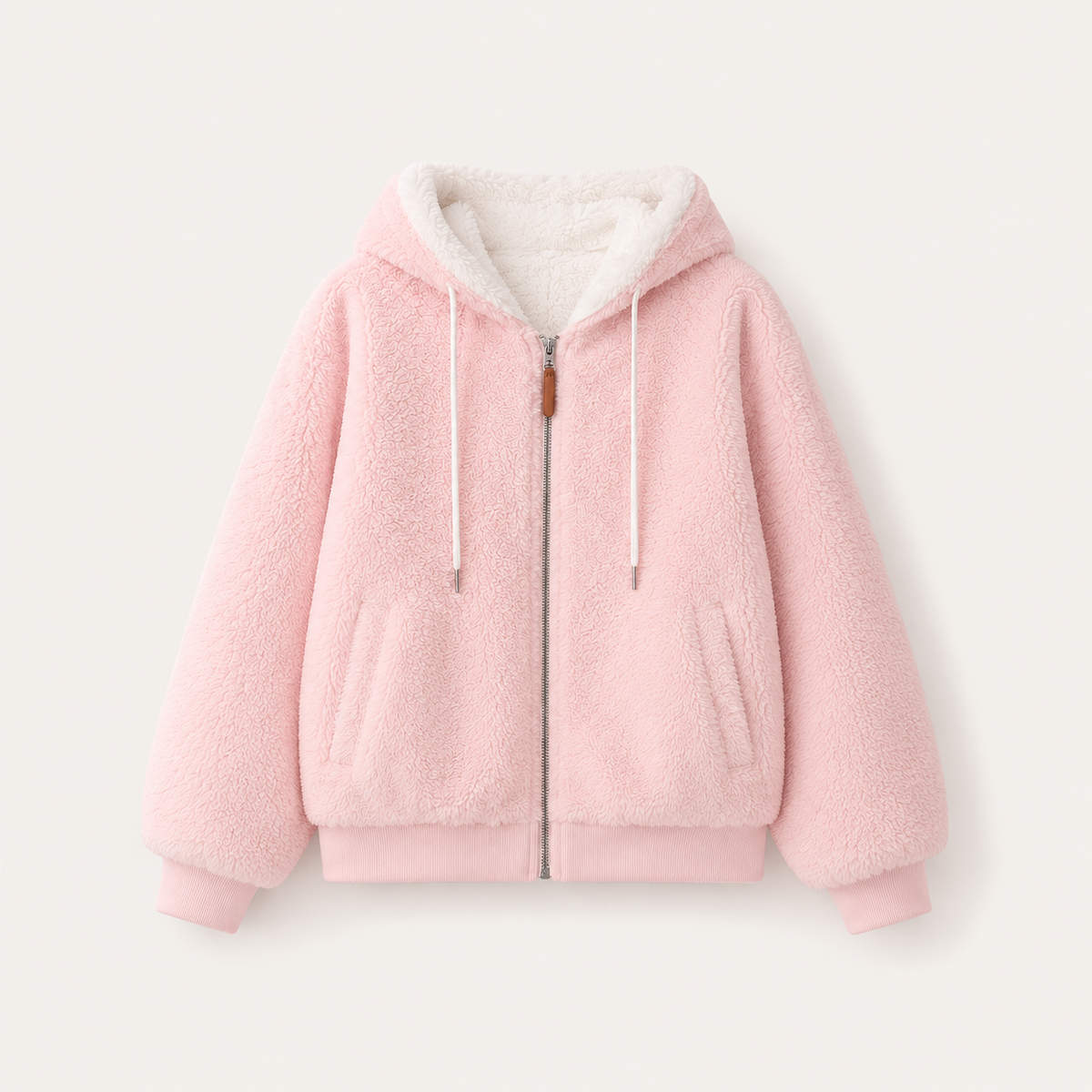 Women's Plus Size Plush Fleece Zip-Up Hooded Jacket