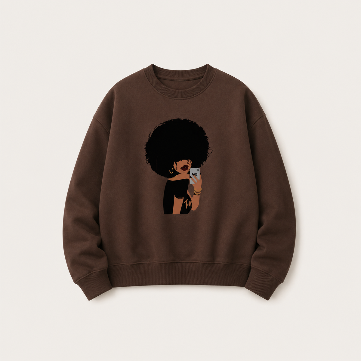 Women's Fleece-Lined Portrait Print Sweatshirt