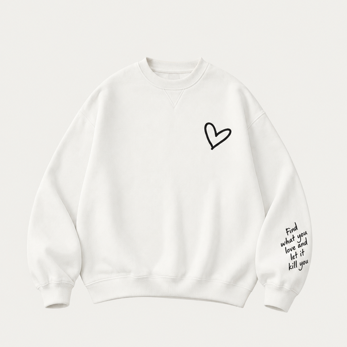Women's Heart & Letter Print Round Neck Sweatshirt