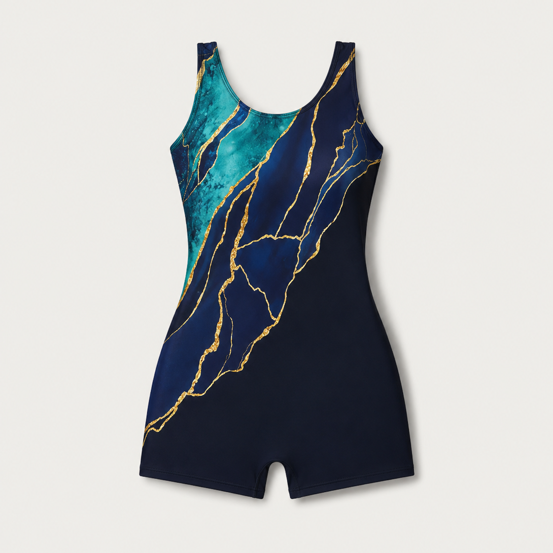 Women's Marble Print One-Piece Racing Swimsuit