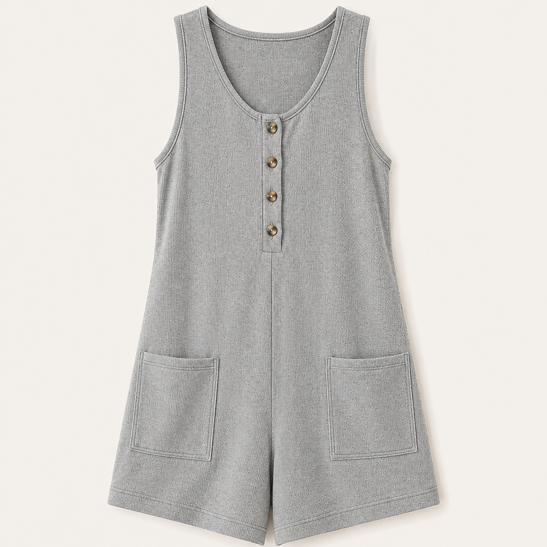 Women's Button Front Sleeveless Romper Jumpsuit