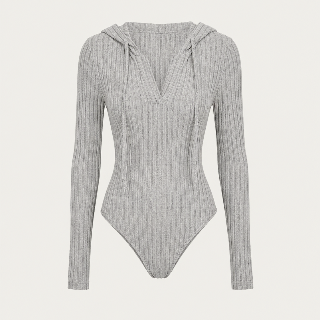 Women's Hooded Ribbed Striped Bodycon Jumpsuit