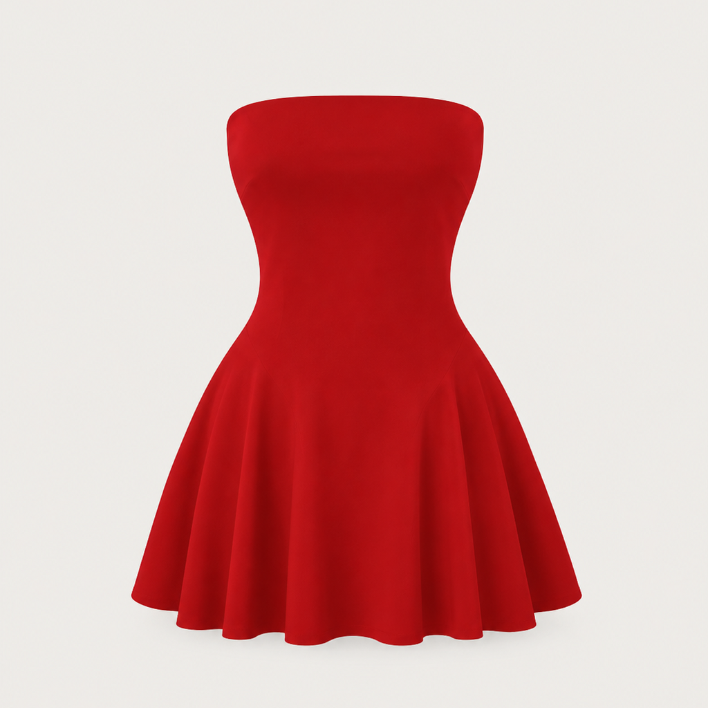 Women's Red Tube Top Holiday Dress