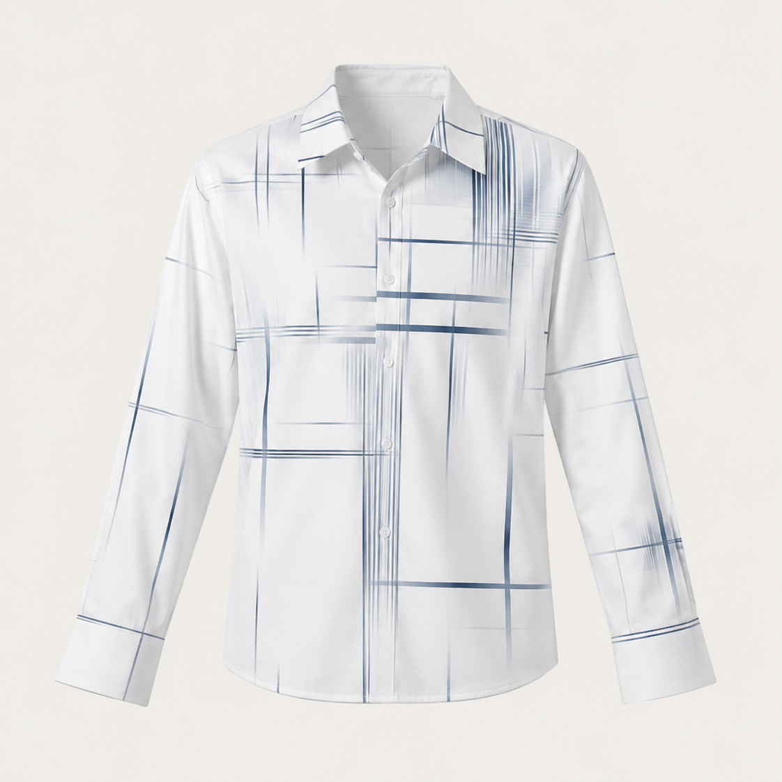 Women's Long-Sleeve Shirt with Abstract Line Print