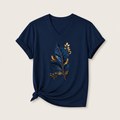 Women's Botanical Leaf Print T-Shirt, Soft Stretch Fabric