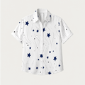 Women's Star Print Office Blouse, Short Sleeve