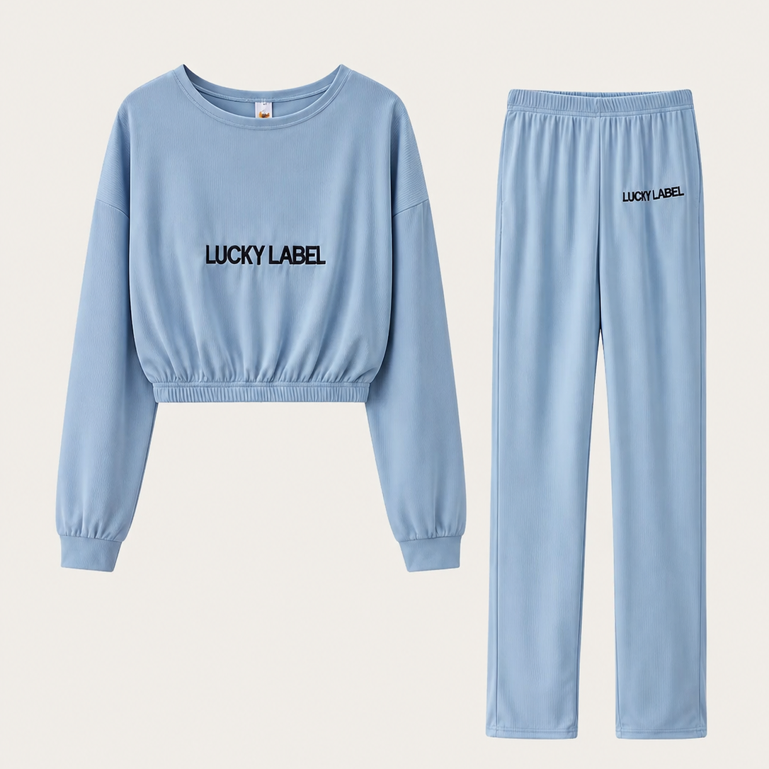 Women's Letter Embroidery Sweatshirt & Skinny Pants Set