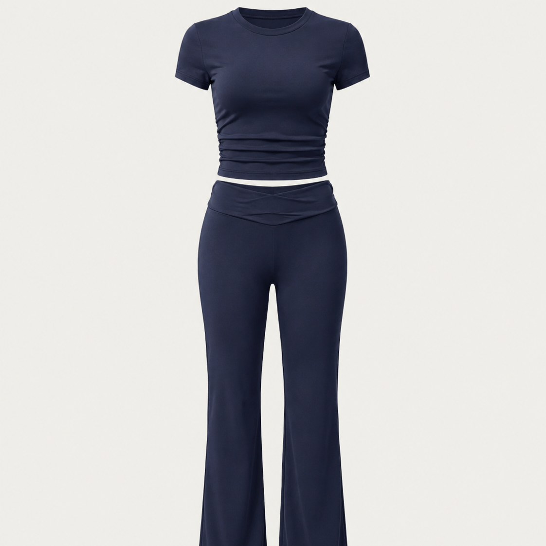 Women's Crew Neck Top & Flared Pants Set