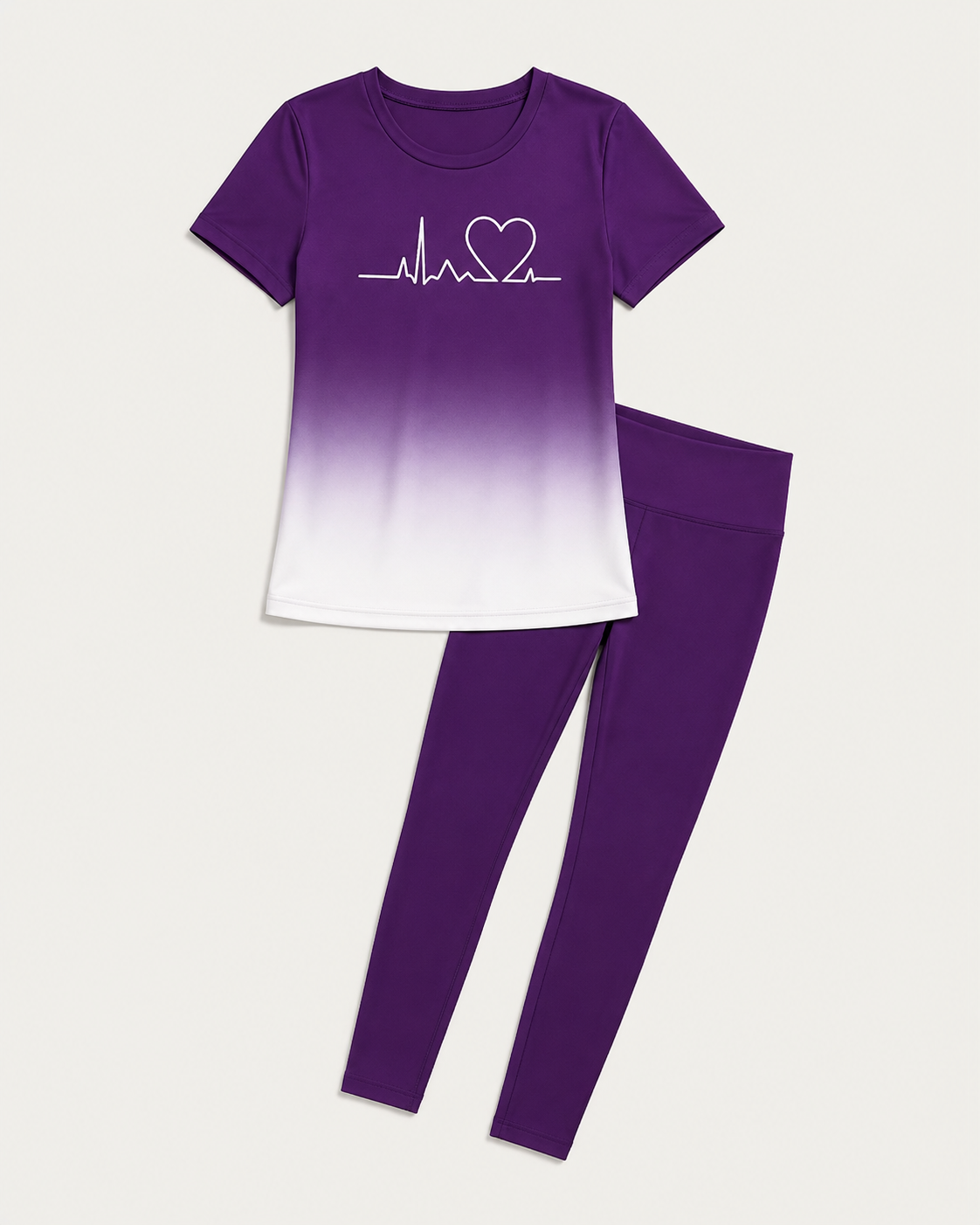 Women's Gradient Letter Print Set, Short Sleeve & Long Pants