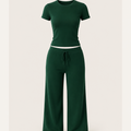 Women's Short Sleeve Top & Wide-Leg Pants Set