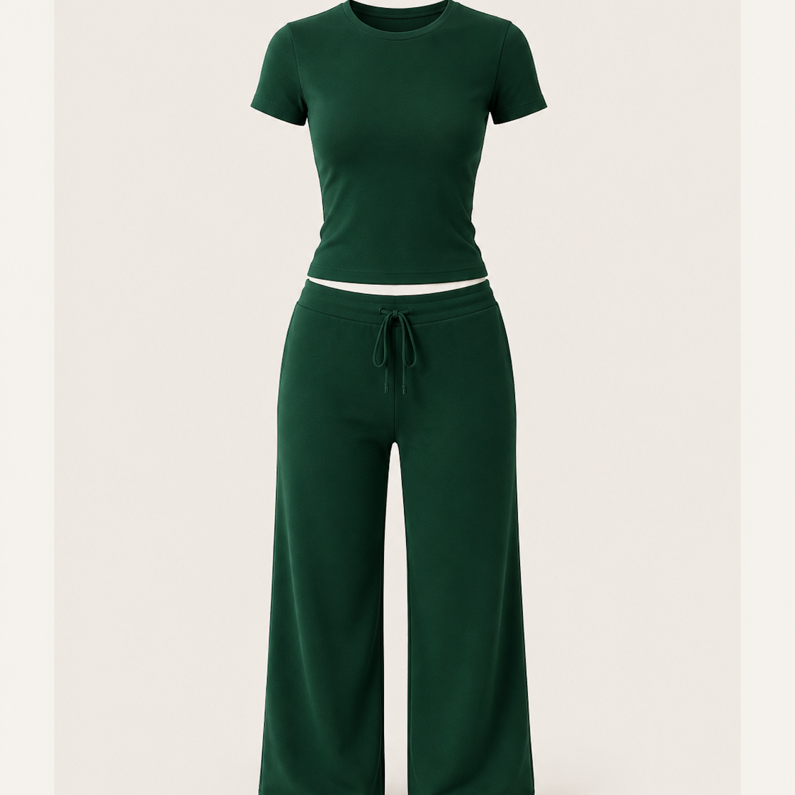 Women's Short Sleeve Top & Wide-Leg Pants Set