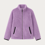 Women's Contrast Color Plush Zipper Casual Jacket