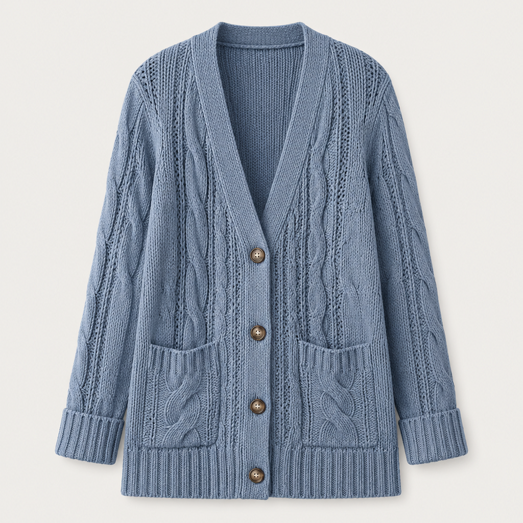 Women's Olive Green Cable Knit Cardigan