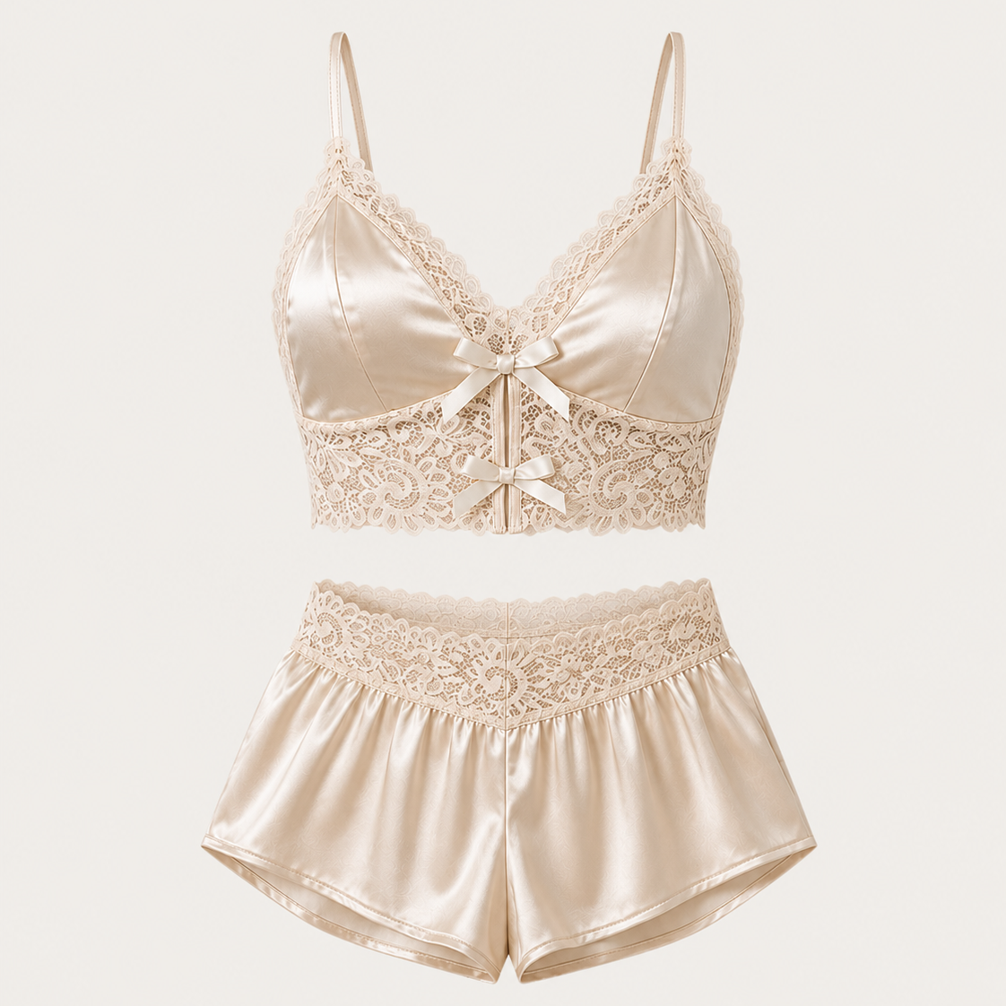 Women's Satin Lace Suspender Pajama Set