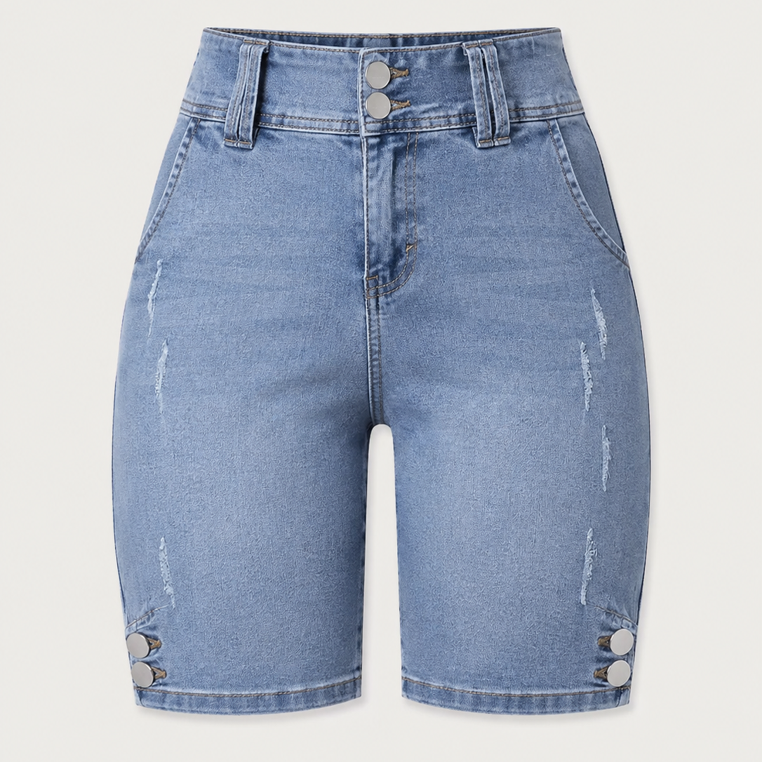 Women's Faux Denim Print Yoga Base Layer Shorts