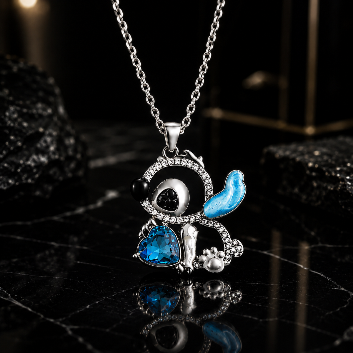 Crystal Heart Celestial Pendant Necklace