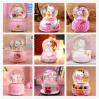 Kitty crystal ball music box  pink star moon home decor