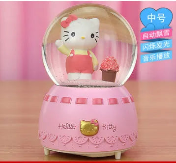 Kitty crystal ball music box  pink star moon home decor