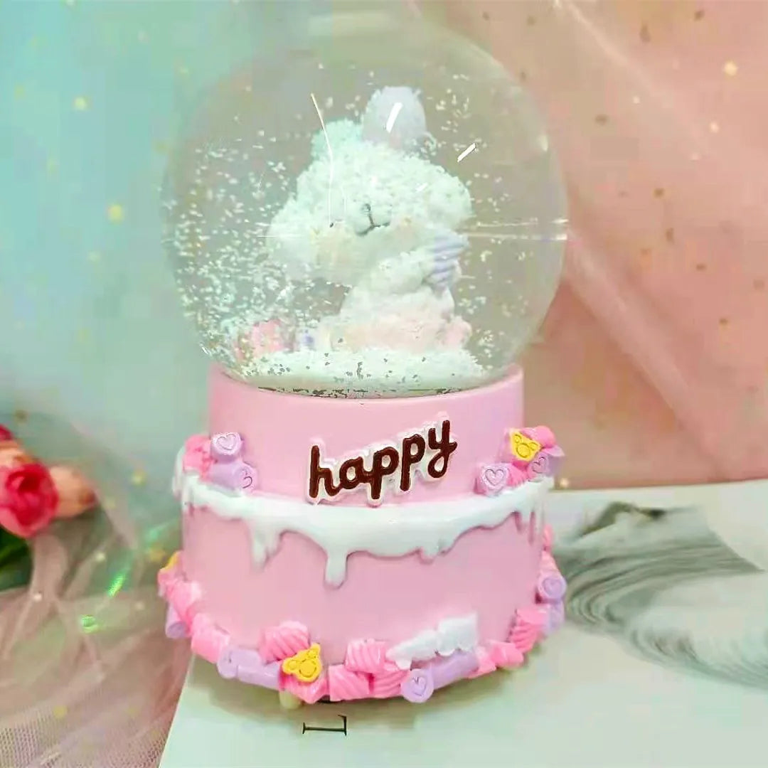 Kitty crystal ball music box  pink star moon home decor
