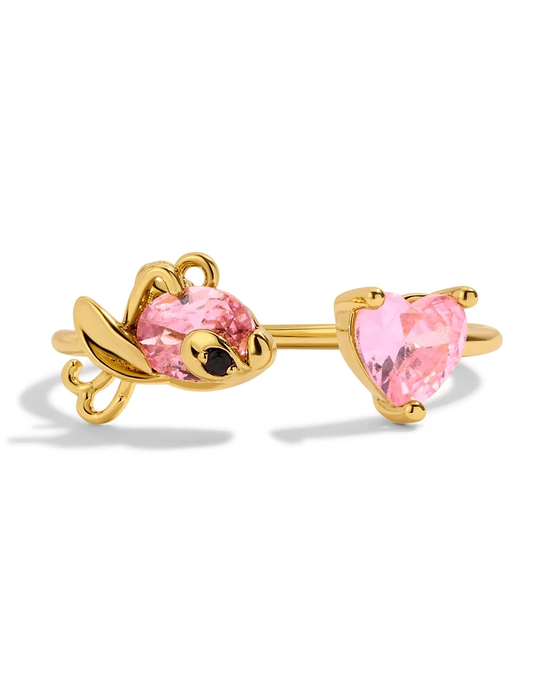 Gold-Plated Adjustable Crystal Open Ring