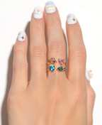 Gold-Plated Adjustable Crystal Open Ring