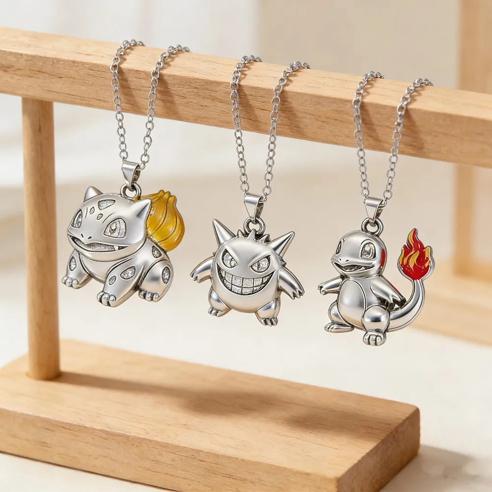 Colorful Pokémon character pendant necklace close-up