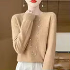Women's 100% Merino Wool O-Neck Pullover Sweater
