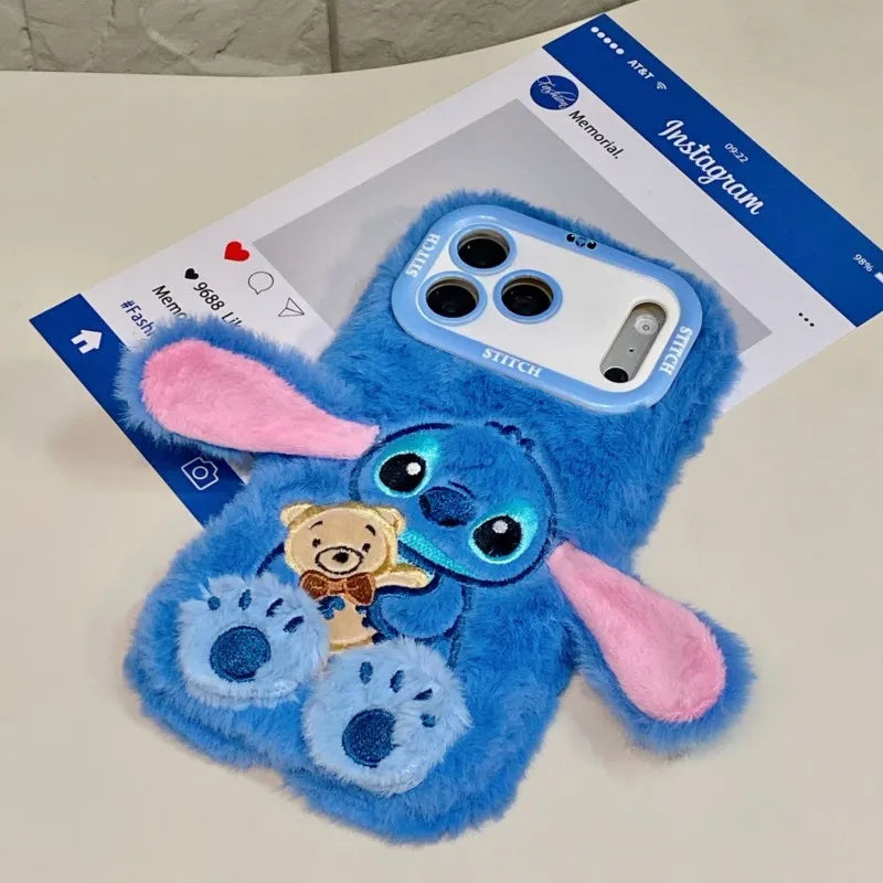 stitch plush iphone case I fluffy 3d protector cover
