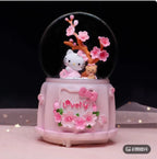 Kitty crystal ball music box  pink star moon home decor