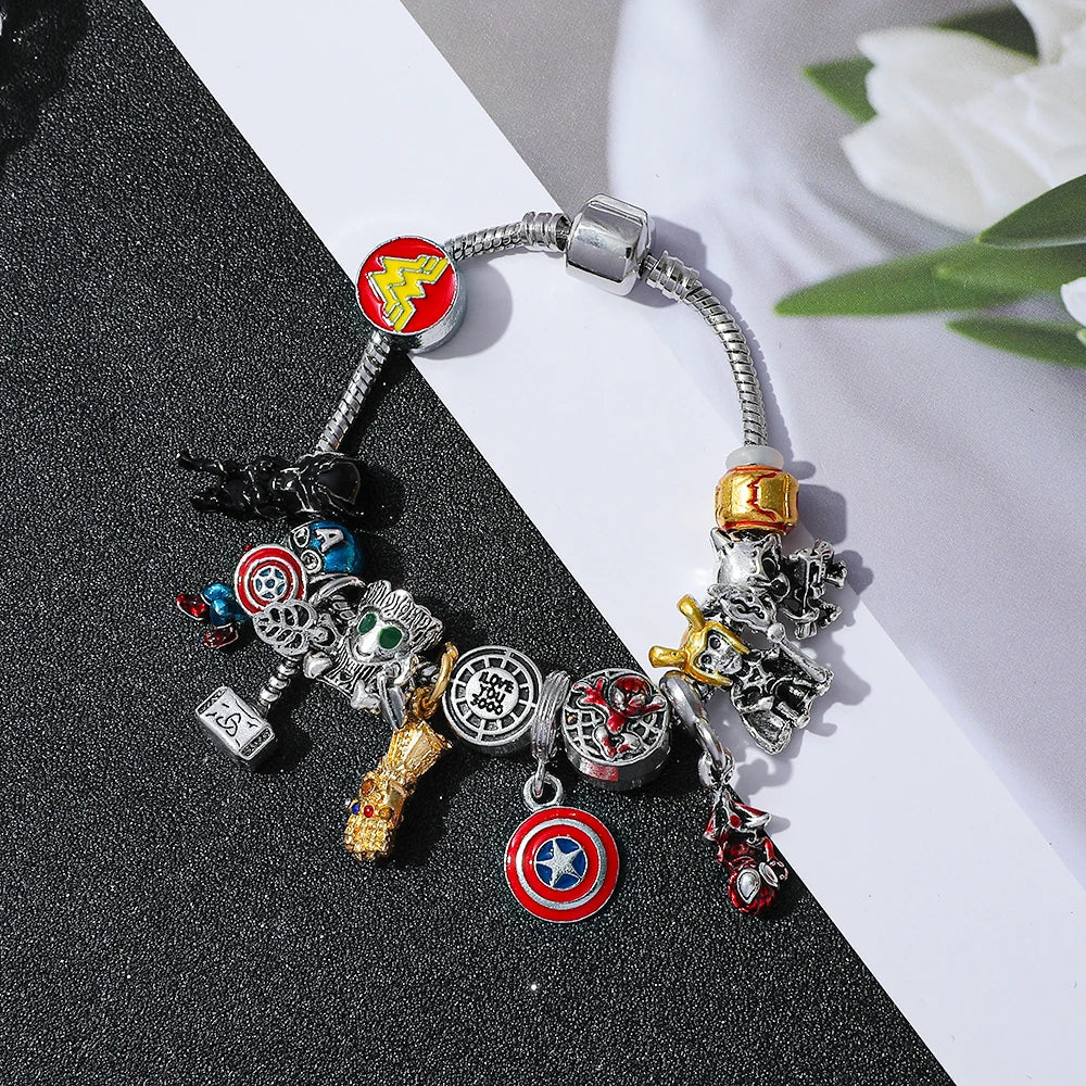 Spider Hero Inspired Charm Bracelet, Adjustable Bangle