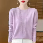 Women's 100% Merino Wool O-Neck Pullover Sweater