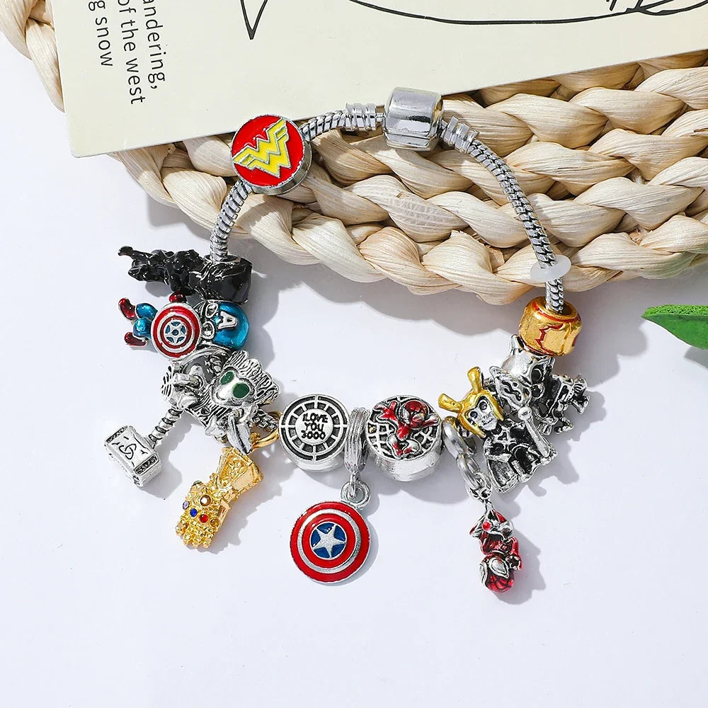 Spider Hero Inspired Charm Bracelet, Adjustable Bangle