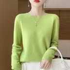 Women's 100% Merino Wool O-Neck Pullover Sweater