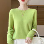 Women's 100% Merino Wool O-Neck Pullover Sweater