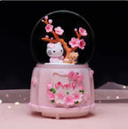 Kitty crystal ball music box  pink star moon home decor