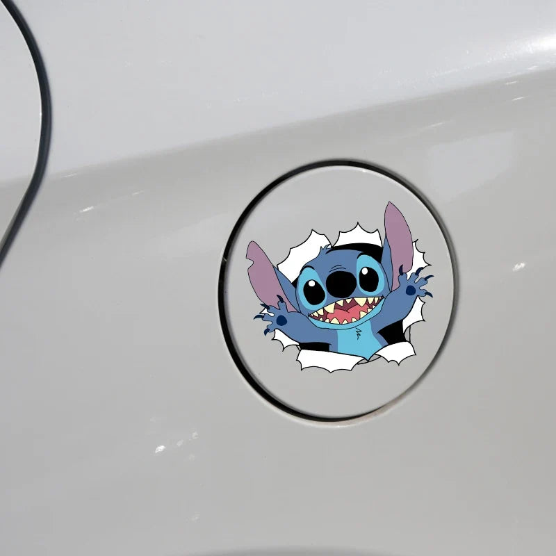 Stitch broken window car sticker for playful vehicle styling