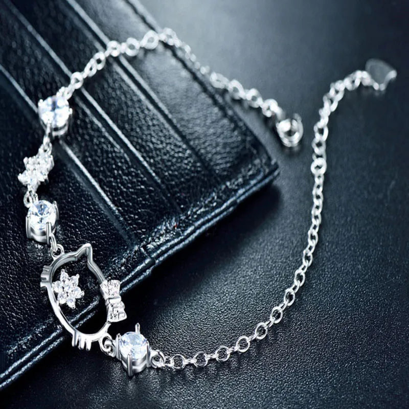 Hello Kitty bracelet with sparkling cubic zirconia detail for women
