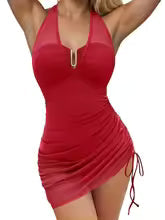 Women's Strappy Mesh Skirt One-Piece Swimsuit