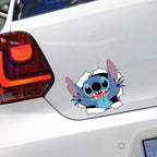 Stitch 3D broken window decal for personalized car exterior